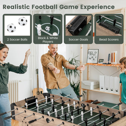 54 Inch Foosball Table Arcade Soccer Game Table with 2 Balls and 26 Players, Natural Game Room   at Gallery Canada