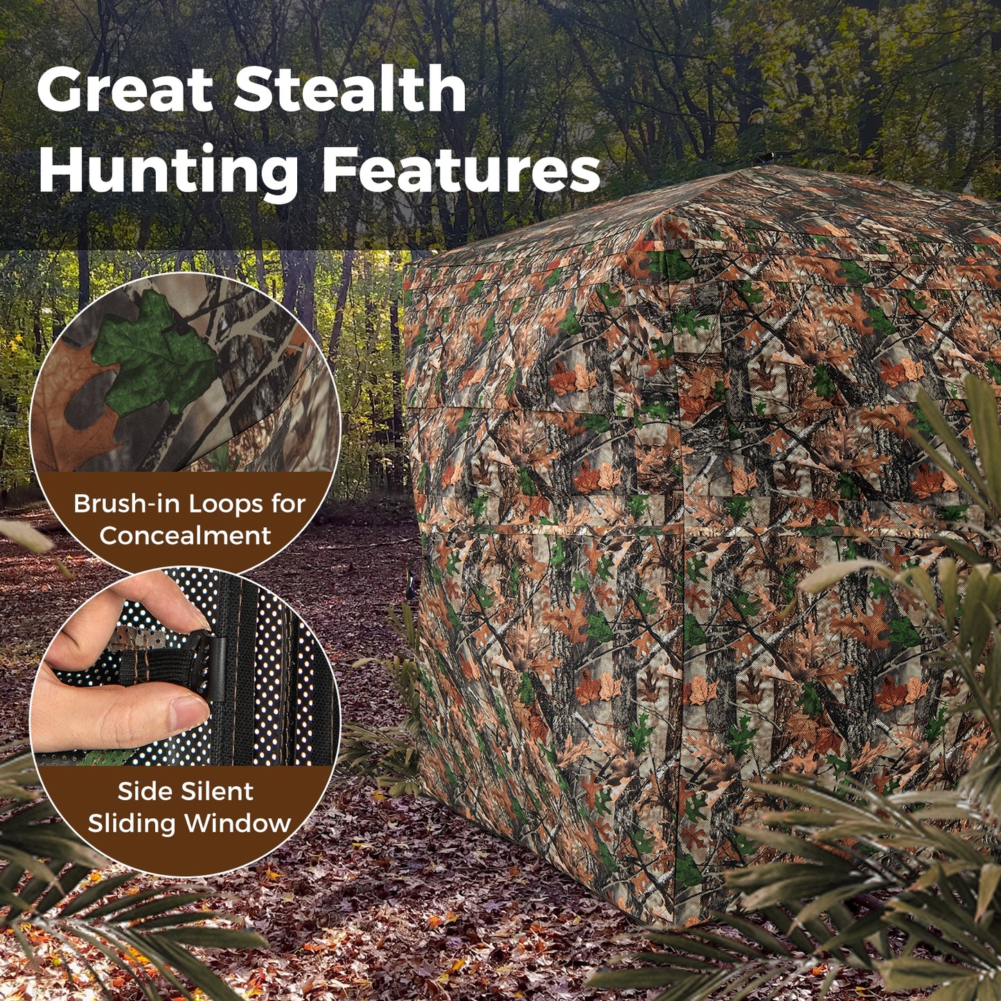 82 Inch Tall Hunting Blind 270° One Way See Through Ground Tent for 3-4 People, Camouflage Tents   at Gallery Canada