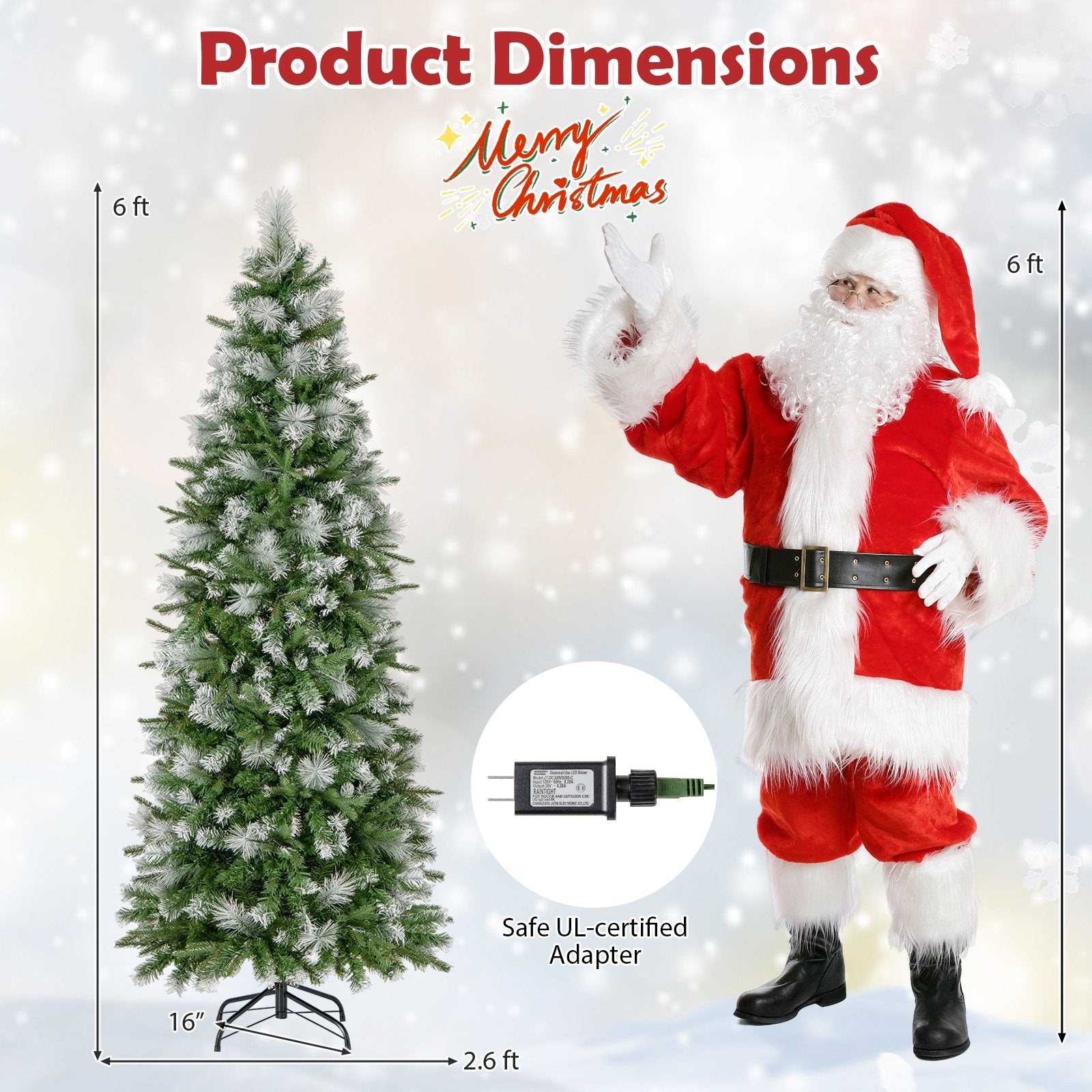 6/7.5/9 FT Artificial Christmas Tree with Warm-White LED Lights-S, Green Christmas Tree   at Gallery Canada