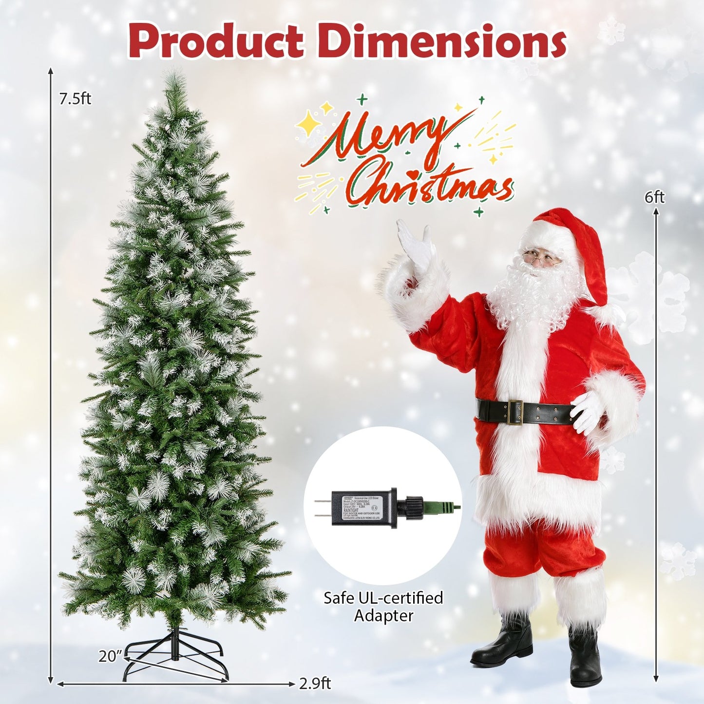 6/7.5/9 FT Artificial Christmas Tree with Warm-White LED Lights-M, Green Christmas Tree   at Gallery Canada