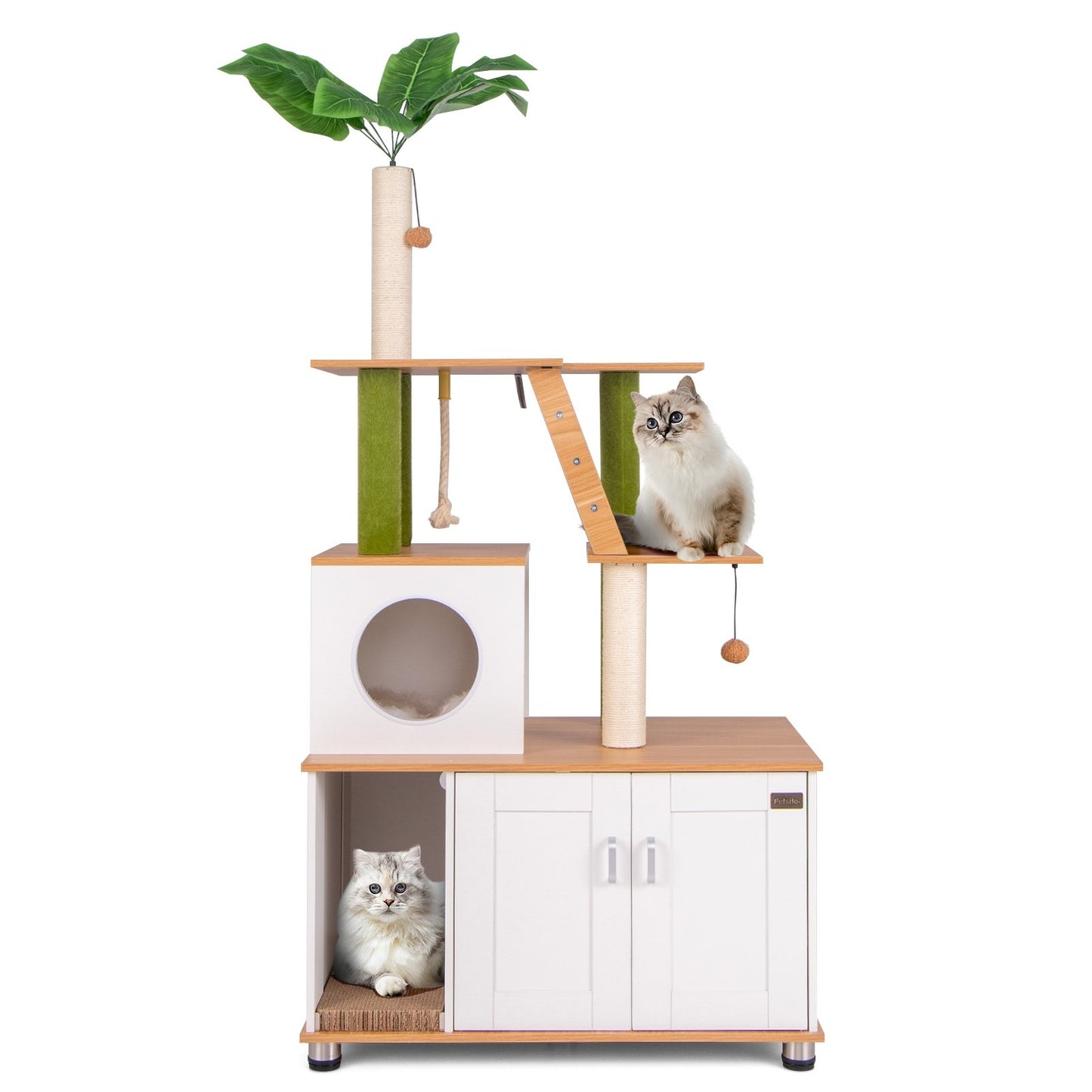 Hidden Cat Washroom with Cat Tower for Indoor Cats, White Cat Houses White  at Gallery Canada