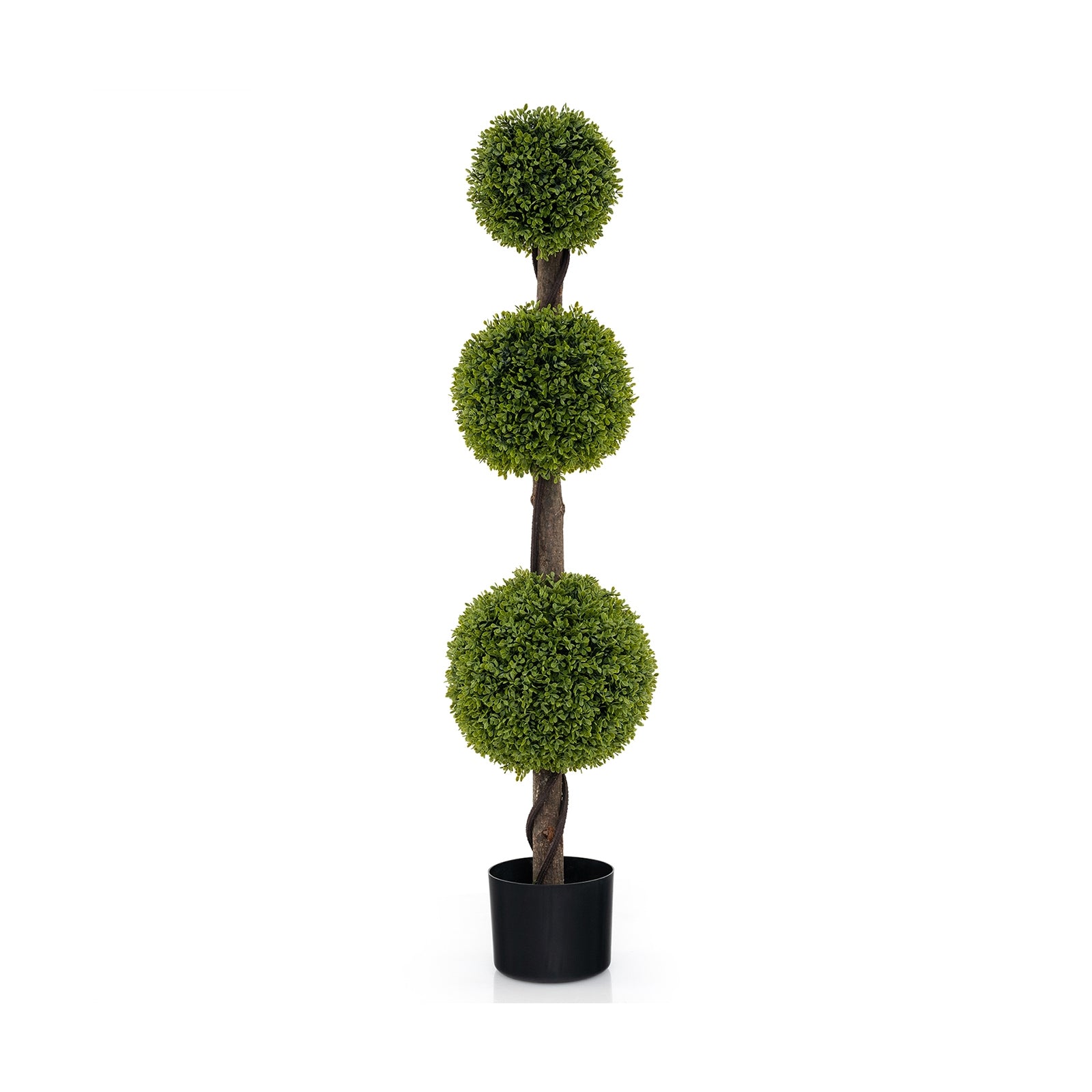 4 FT Artificial Ball Shape Bush Tree with Lush PE leaves and Trunk, Green Faux Plants Green  at Gallery Canada