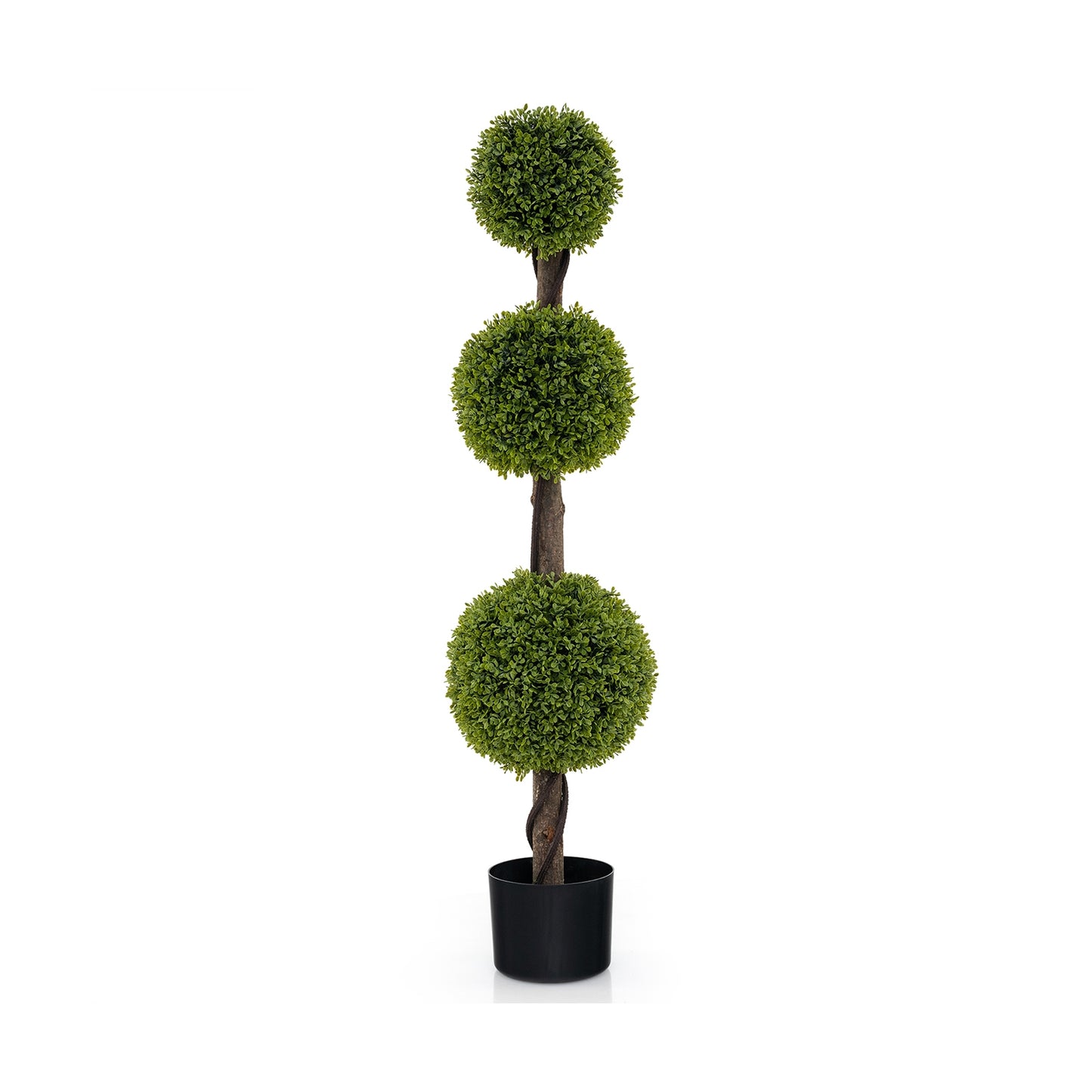 4 FT Artificial Ball Shape Bush Tree with Lush PE leaves and Trunk, Green Faux Plants Green  at Gallery Canada