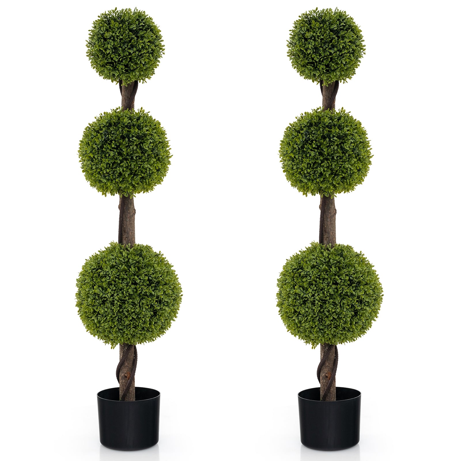 4 FT Artificial Ball Shape Bush Tree with Lush PE leaves and Trunk, Green Faux Plants   at Gallery Canada