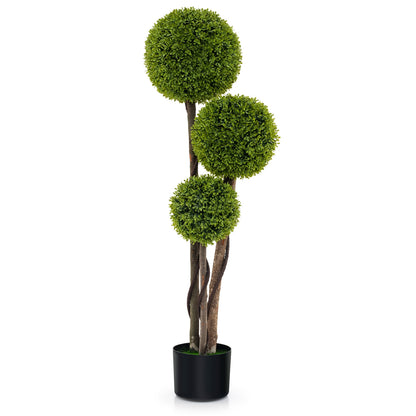 4 FT Artificial Boxwood Topiary Ball Tree in Weighted Pot with Triple Ball, Green Faux Plants Green  at Gallery Canada