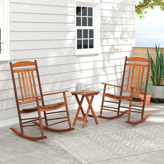 3-piece Outdoor Poplar Wood Rocking Bistro Set, Natural Patio Conversation Sets Natural  at Gallery Canada