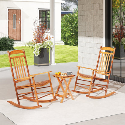 3-piece Outdoor Poplar Wood Rocking Bistro Set, Natural Patio Conversation Sets   at Gallery Canada