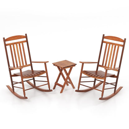 3-piece Outdoor Poplar Wood Rocking Bistro Set, Natural Patio Conversation Sets Natural  at Gallery Canada