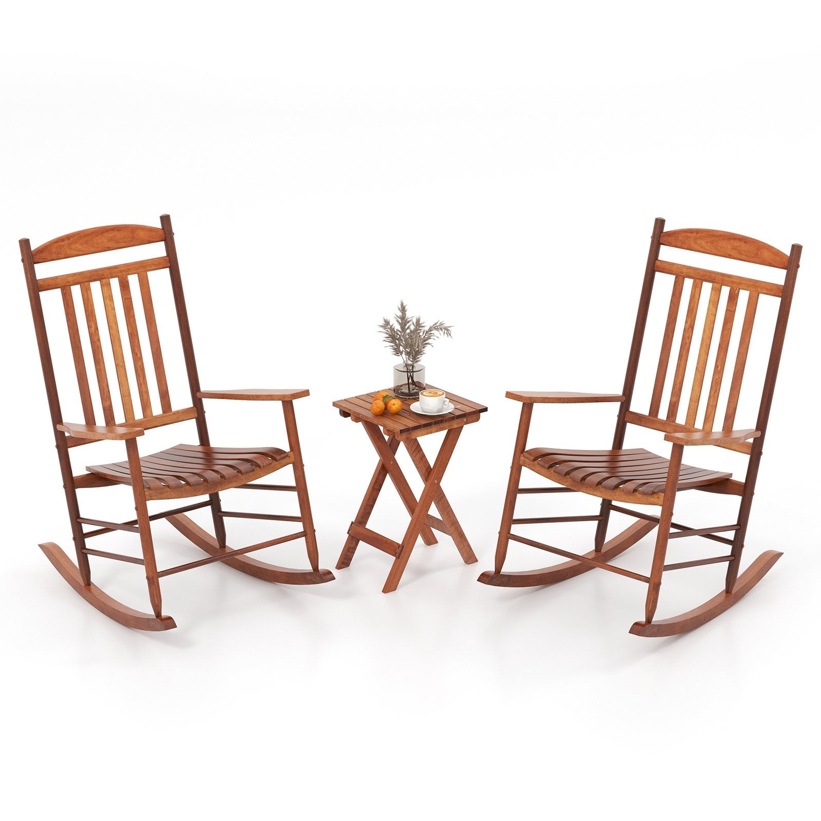 3-piece Outdoor Poplar Wood Rocking Bistro Set, Natural Patio Conversation Sets   at Gallery Canada