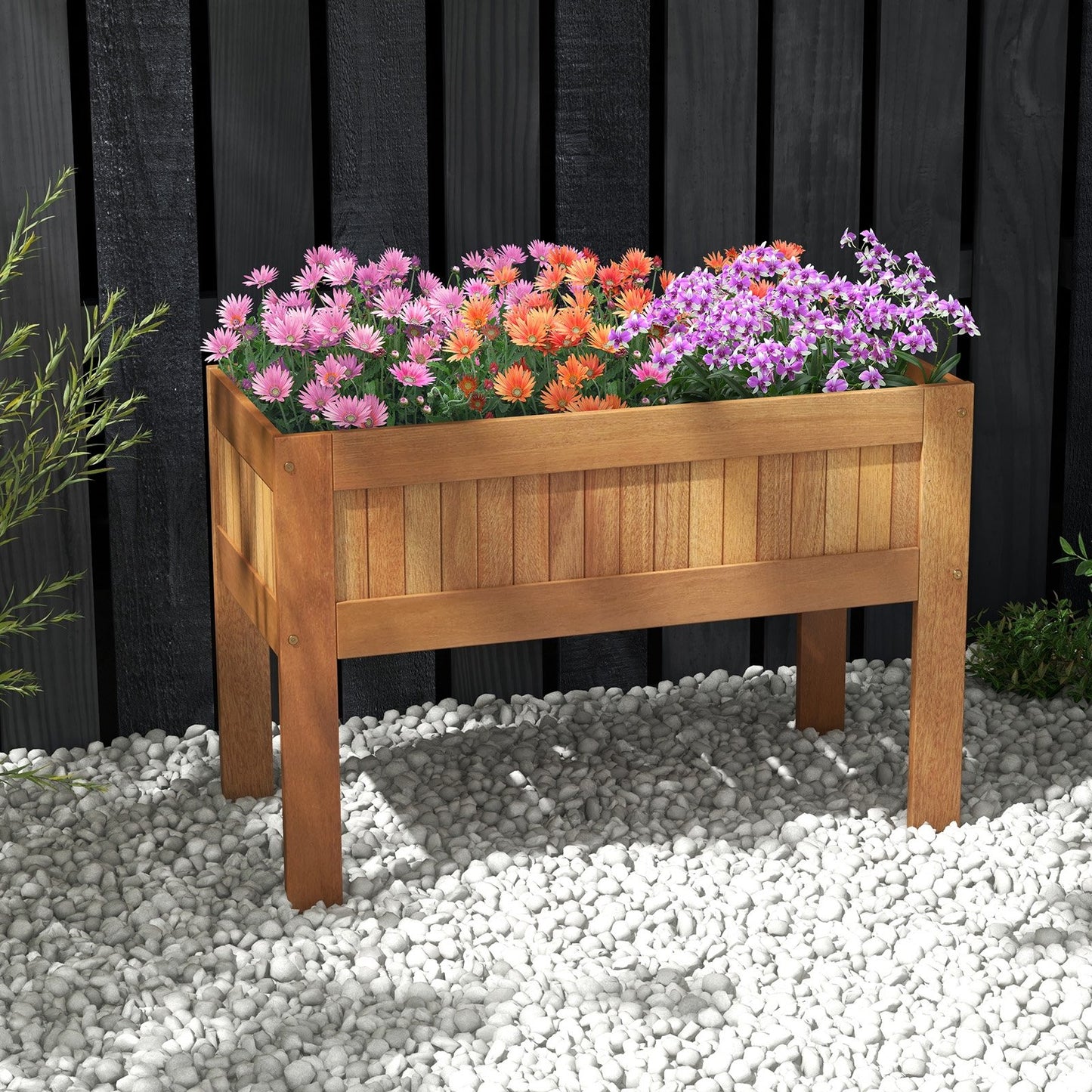 Wooden Raised Garden Bed Solid Wood Elevated Planter Box with Legs, Natural Raised Garden Beds   at Gallery Canada