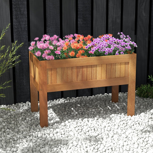 Wooden Raised Garden Bed Solid Wood Elevated Planter Box with Legs, Natural Raised Garden Beds Natural  at Gallery Canada