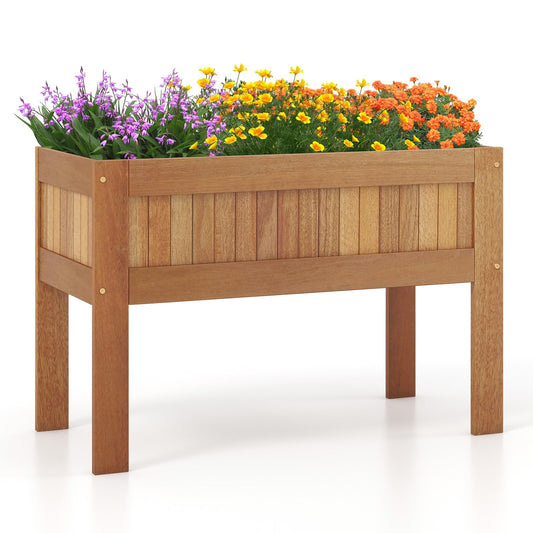 Wooden Raised Garden Bed Solid Wood Elevated Planter Box with Legs, Natural Raised Garden Beds Natural  at Gallery Canada