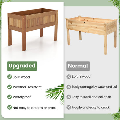 Wooden Raised Garden Bed Solid Wood Elevated Planter Box with Legs, Natural Raised Garden Beds   at Gallery Canada