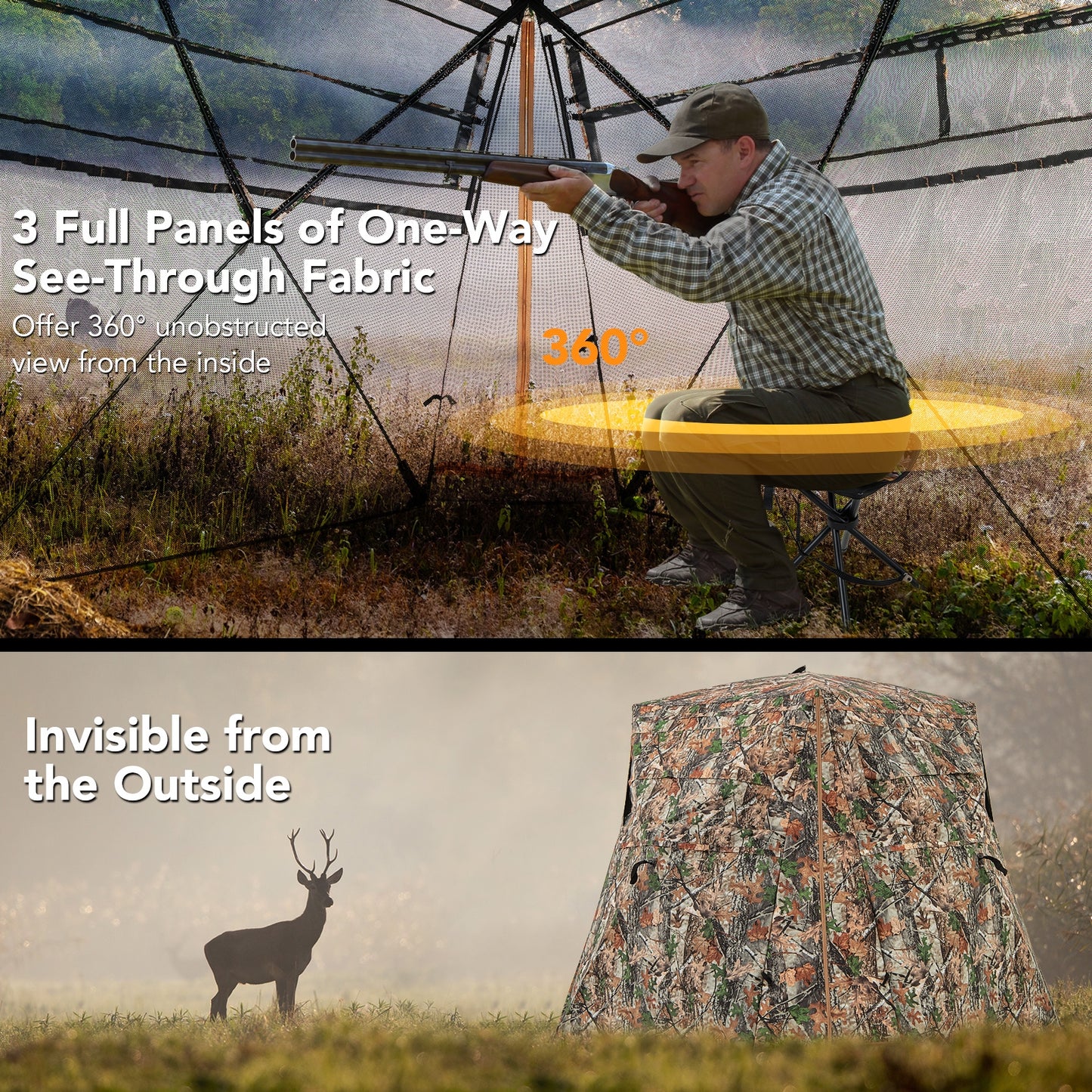 360° One Way See Through Ground Hunting Blind for Deer and Turkey Hunting, Camouflage Tents   at Gallery Canada