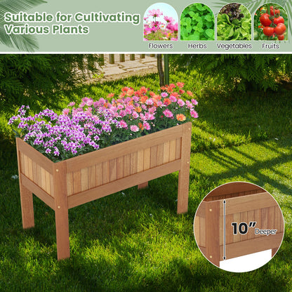 Wooden Raised Garden Bed Solid Wood Elevated Planter Box with Legs, Natural Raised Garden Beds   at Gallery Canada