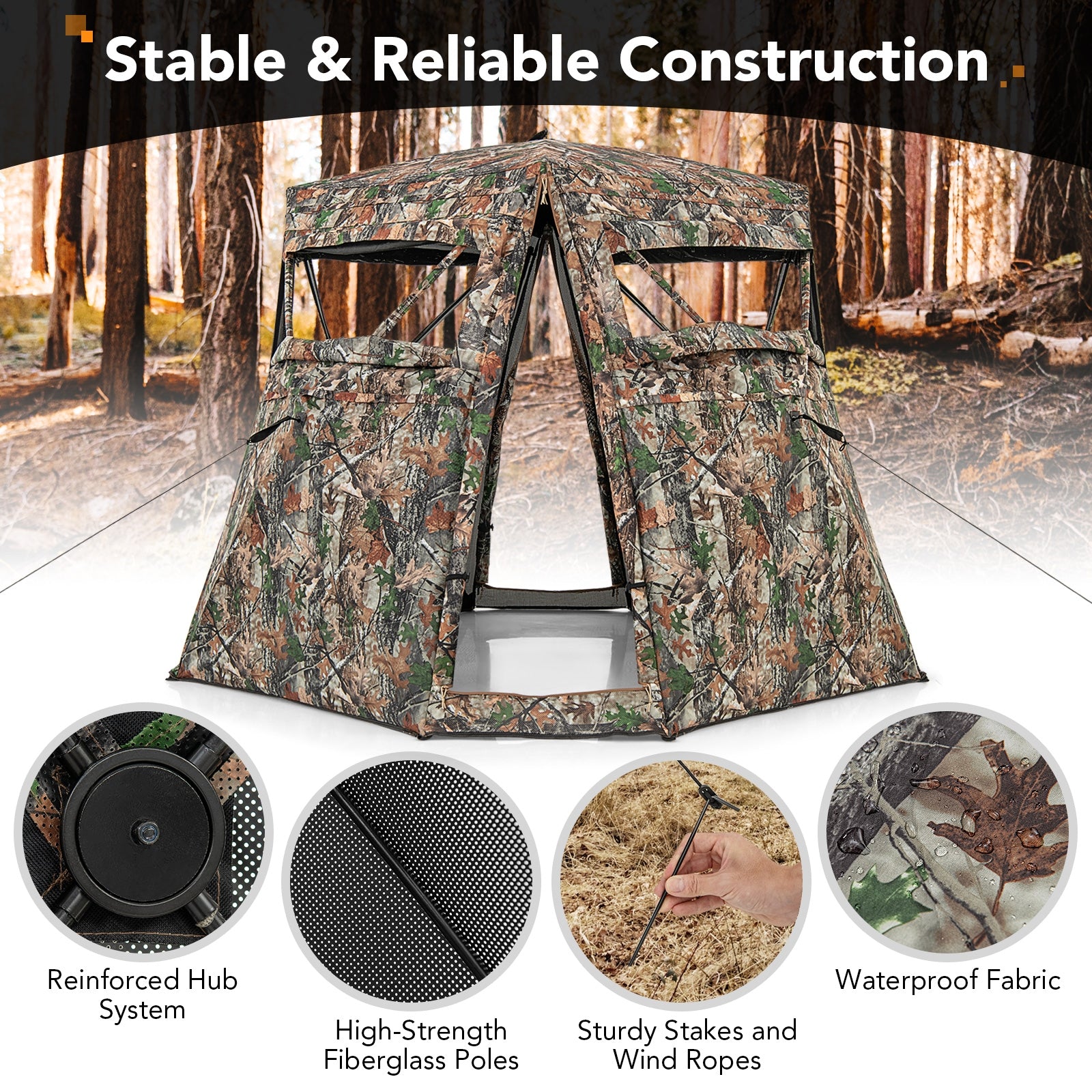 360° One Way See Through Ground Hunting Blind for Deer and Turkey Hunting, Camouflage Tents   at Gallery Canada