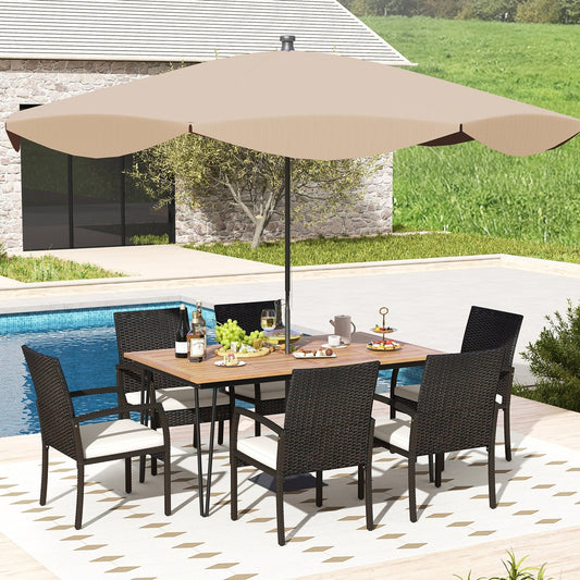 7 Pieces Patio Dining Set with Acacia Wood Dining Table for Porch Backyard Garden Poolside Patio Conversation Sets Options  at Gallery Canada