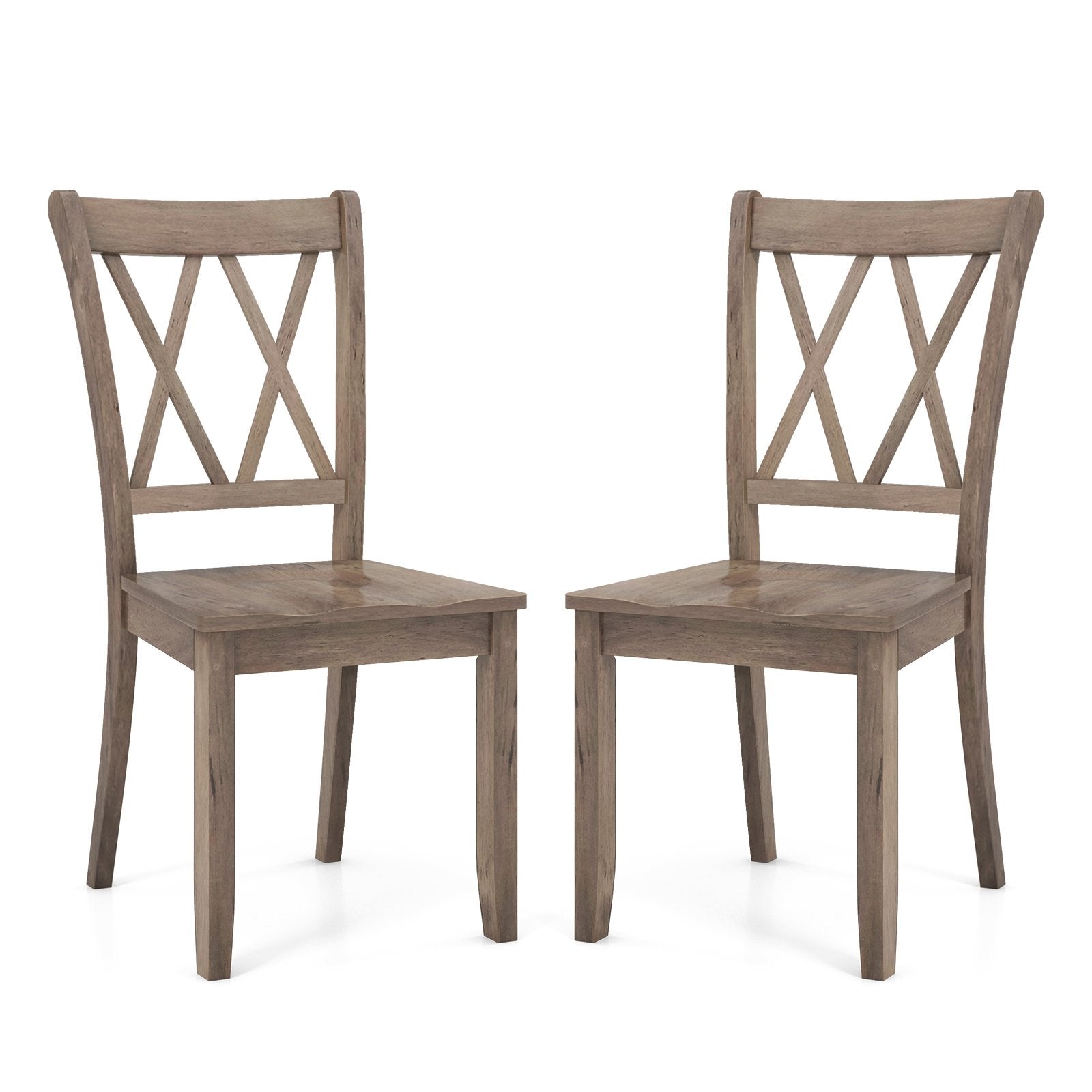 Set of 2 Wooden Dining Chairs Mid Century Farmhouse Retro Kitchen Chairs, Brown Dining Chairs Brown  at Gallery Canada