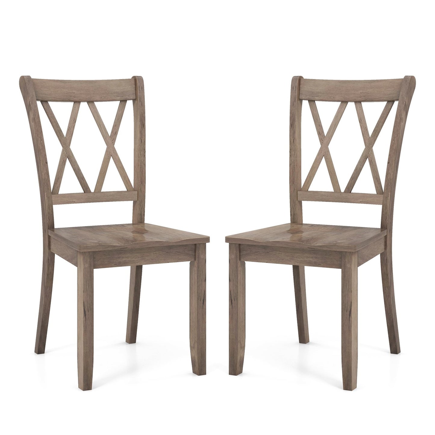 Set of 2 Wooden Dining Chairs Mid Century Farmhouse Retro Kitchen Chairs, Brown Dining Chairs Brown  at Gallery Canada