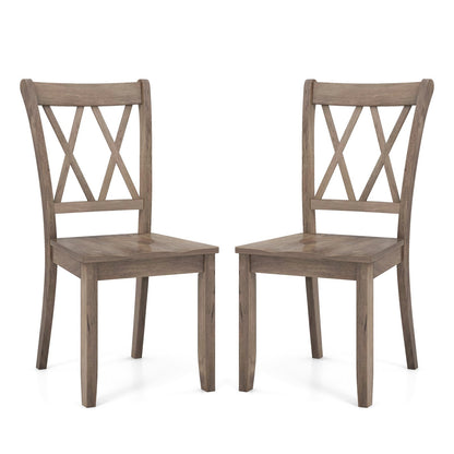 Set of 2 Wooden Dining Chairs Mid Century Farmhouse Retro Kitchen Chairs, Brown Dining Chairs Brown  at Gallery Canada