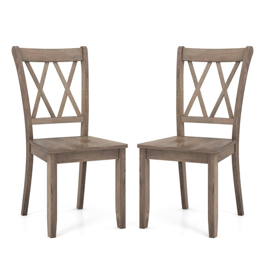 Set of 2 Wooden Dining Chairs Mid Century Farmhouse Retro Kitchen Chairs, Brown Dining Chairs Brown  at Gallery Canada