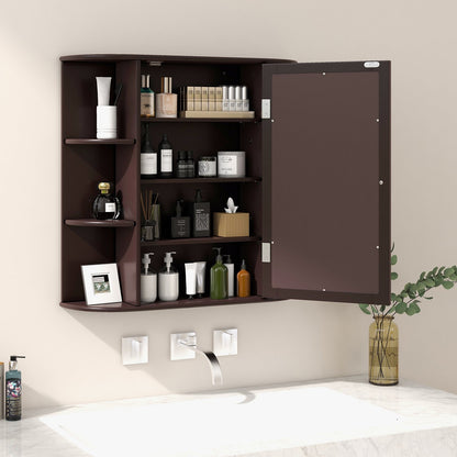 Wall-Mounted Bathroom Mirror Cabinet with Storage Shelves, Black Wall Cabinets   at Gallery Canada