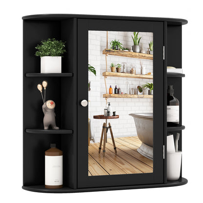 Wall-Mounted Bathroom Mirror Cabinet with Storage Shelves, Black Wall Cabinets Black  at Gallery Canada