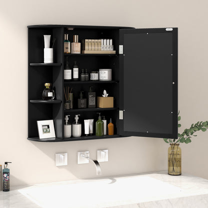 Wall-Mounted Bathroom Mirror Cabinet with Storage Shelves, Black Wall Cabinets   at Gallery Canada