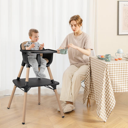 4-in-1 Baby Convertible Toddler Table Chair Set with PU Cushion, Brown High Chairs   at Gallery Canada