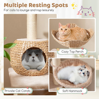 5-Layer Climbing Cat Tree with Sisal Scratching Posts and Washable Cushions, Beige Cat Trees Condos & Scratchers   at Gallery Canada