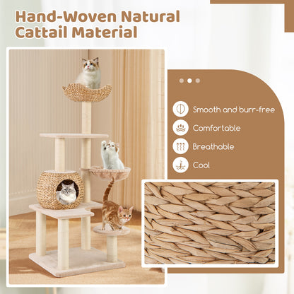 5-Layer Climbing Cat Tree with Sisal Scratching Posts and Washable Cushions, Beige Cat Trees Condos & Scratchers   at Gallery Canada