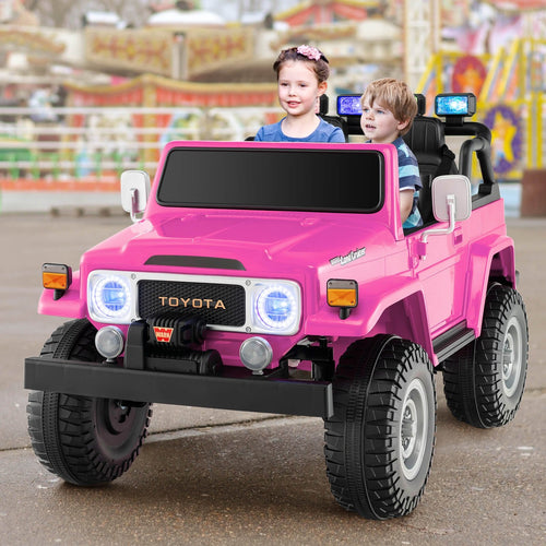 12V 2-Seat Licensed Kids Ride On Toyota FJ40 Car with 2.4G Remote Control, Pink