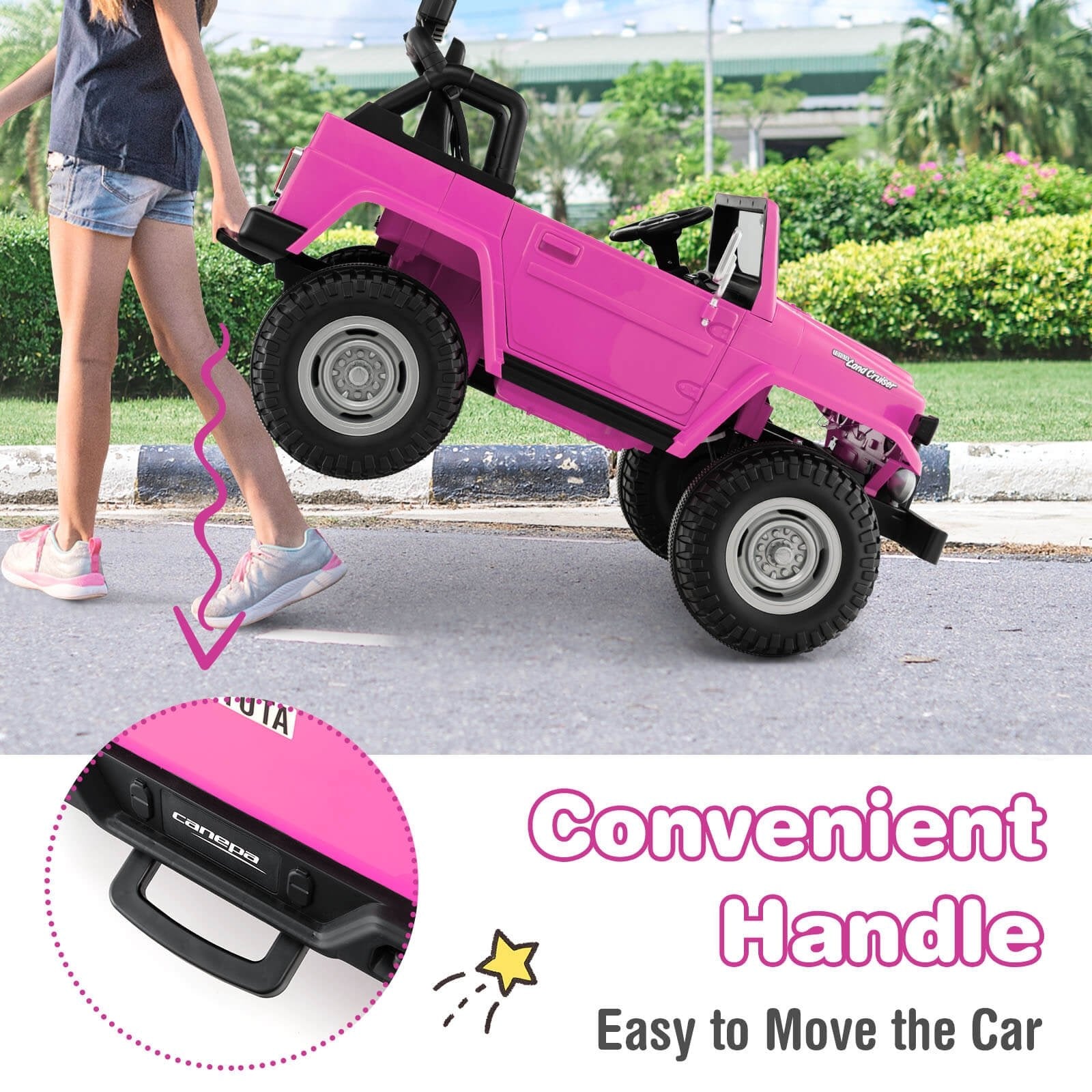 12V 2-Seat Licensed Kids Ride On Toyota FJ40 Car with 2.4G Remote Control, Pink Powered Ride On Toys   at Gallery Canada