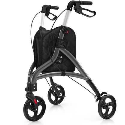 Foldable Rollator Walker with Lightweight Aluminum Frame, Gray Walkers & Rollators   at Gallery Canada