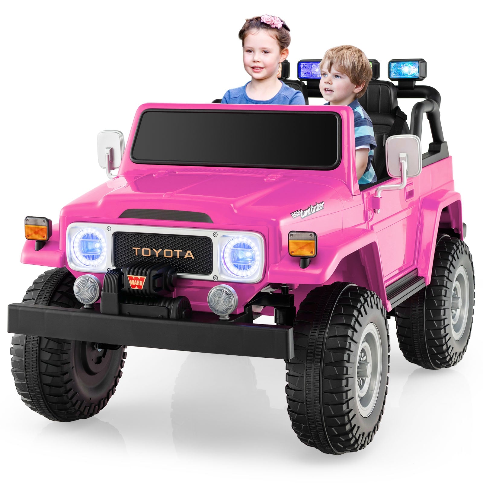 12V 2-Seat Licensed Kids Ride On Toyota FJ40 Car with 2.4G Remote Control, Pink Powered Ride On Toys   at Gallery Canada