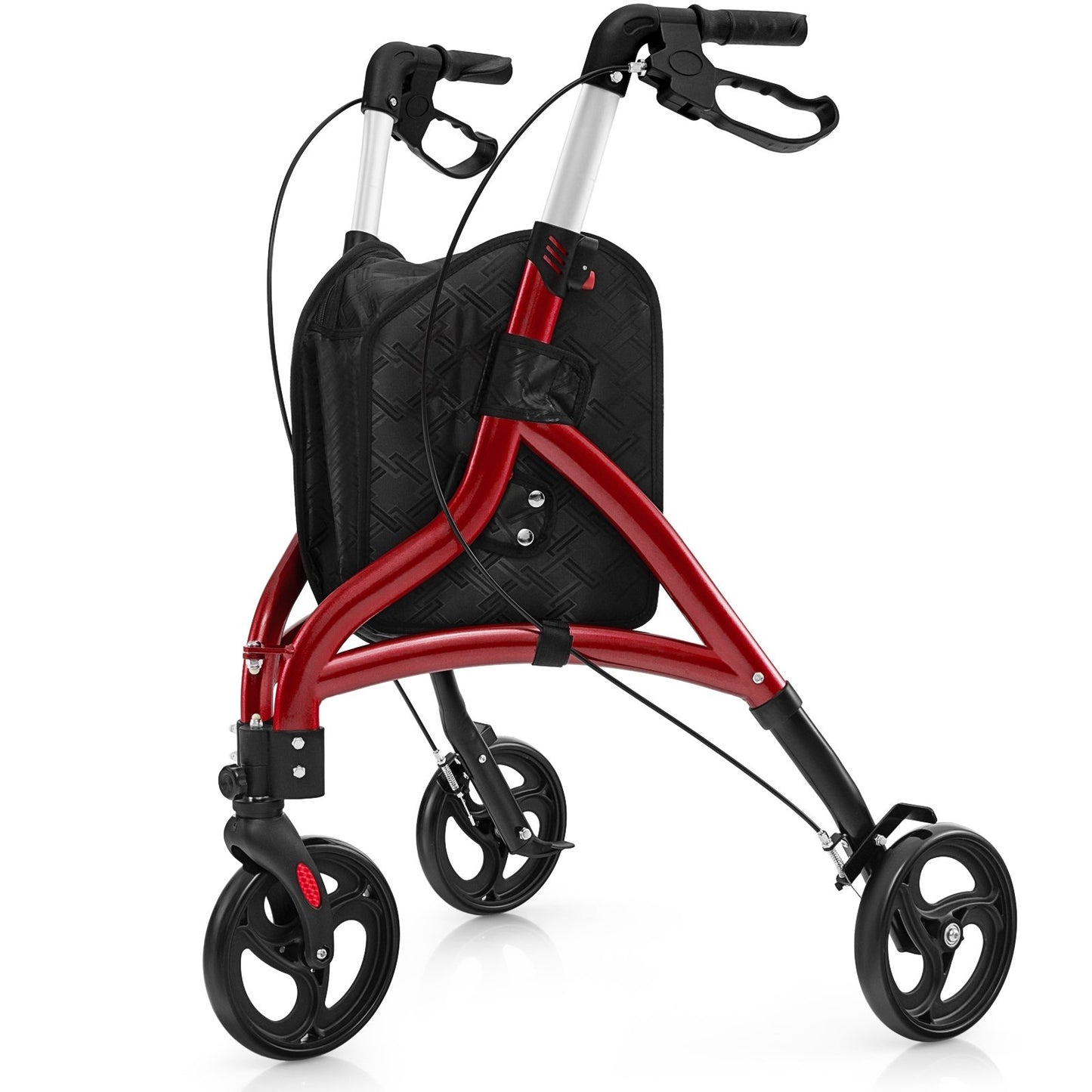 Foldable Rollator Walker with Lightweight Aluminum Frame, Red Walkers & Rollators   at Gallery Canada