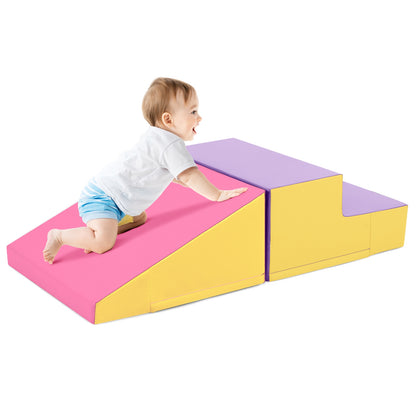 2-Piece Step and Slide Climber for Infants and Toddlers Baby Soft Play Set Foam Blocks, Yellow Climbers & Slides   at Gallery Canada