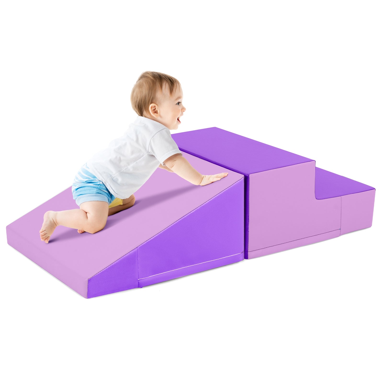 2-Piece Step and Slide Climber for Infants and Toddlers Baby Soft Play Set Foam Blocks, Purple Climbers & Slides   at Gallery Canada