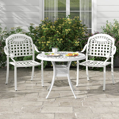 Cast Aluminum Patio Chairs Set of 2 with Armrests, White Patio Dining Chairs   at Gallery Canada