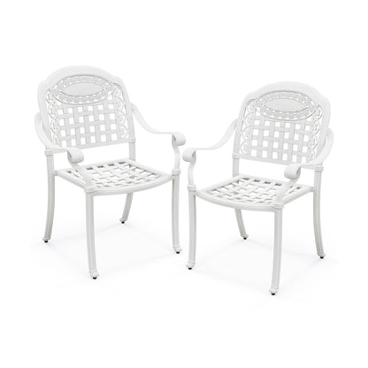 Cast Aluminum Patio Chairs Set of 2 with Armrests, White Patio Dining Chairs White  at Gallery Canada