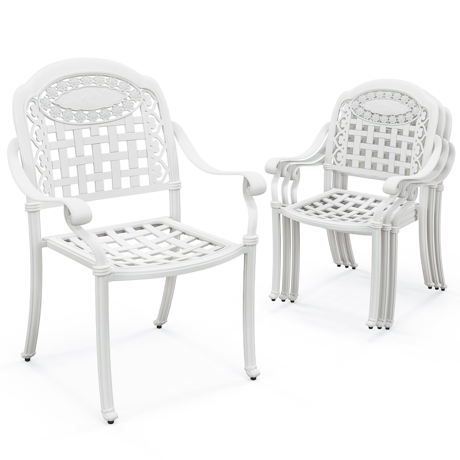 Cast Aluminum Patio Chairs Set of 2 with Armrests, White Patio Dining Chairs   at Gallery Canada