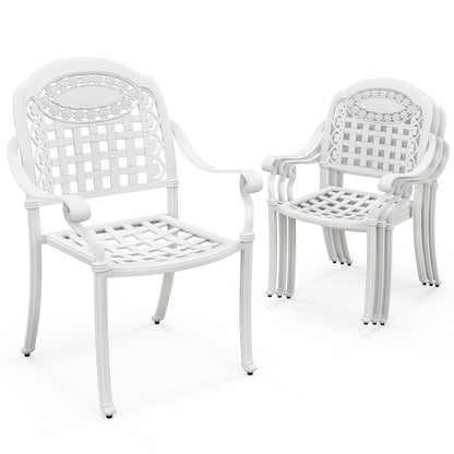 Cast Aluminum Patio Chairs Set of 2 with Armrests, White Patio Dining Chairs   at Gallery Canada