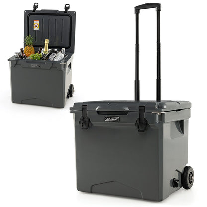 42 Quart Hard Cooler with Wheels and Handle, Gray Coolers Gray  at Gallery Canada