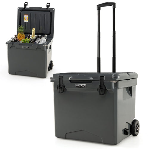 42 Quart Hard Cooler with Wheels and Handle, Gray