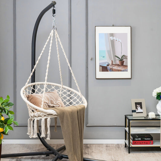 Cushioned Hammock Swing Chair with Hanging Kit, Beige Hammocks Beige  at Gallery Canada