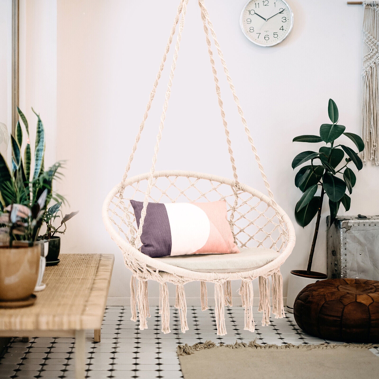 Cushioned Hammock Swing Chair with Hanging Kit, Beige Hammocks   at Gallery Canada