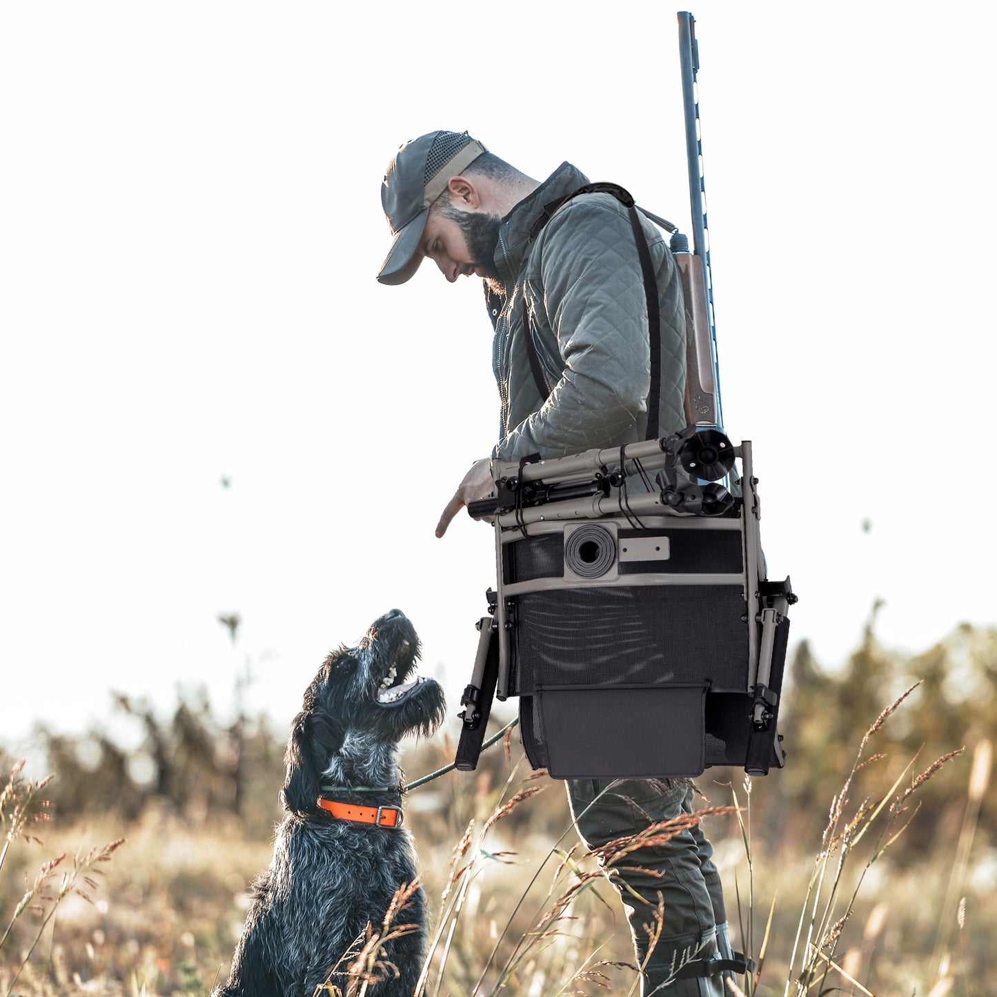 360° Swivel Portable Hunting Chair with Adjustable Legs and Armrests, Black Camping Furniture   at Gallery Canada