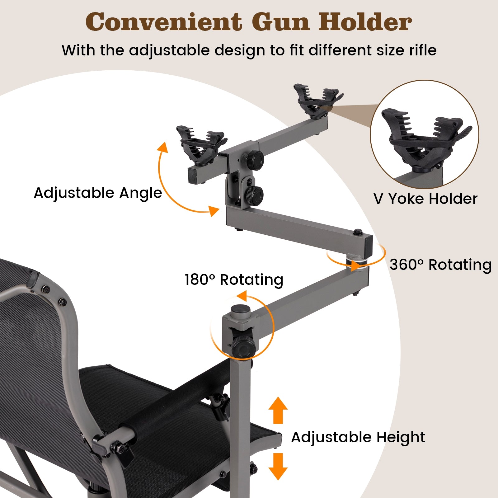 360° Swivel Portable Hunting Chair with Adjustable Legs and Armrests, Black Camping Furniture   at Gallery Canada