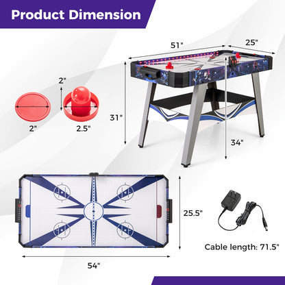 Air Powered Hockey Game Table with 2 Pushers and Pucks, Blue Game Room   at Gallery Canada