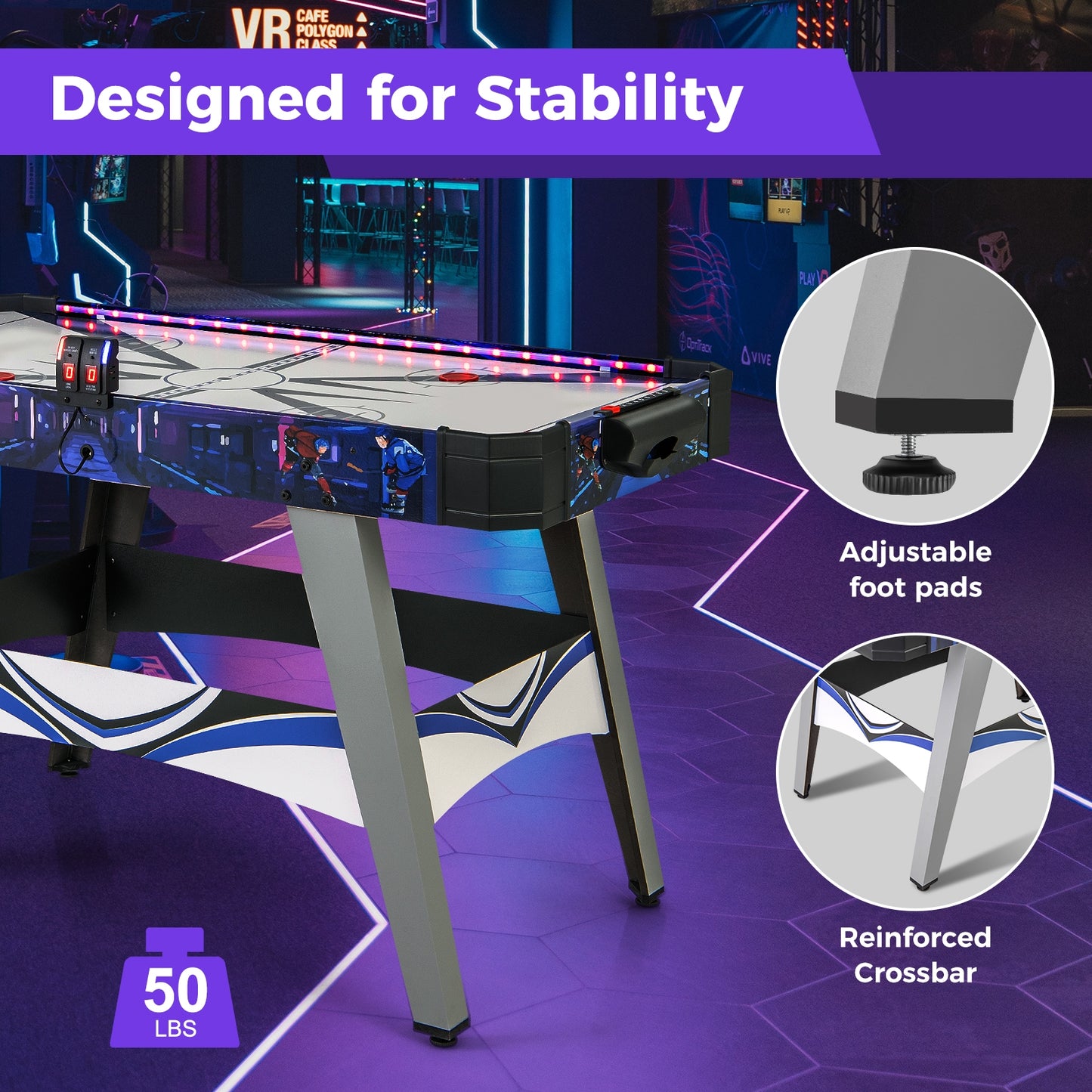 Air Powered Hockey Game Table with 2 Pushers and Pucks, Blue Game Room   at Gallery Canada